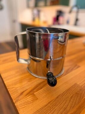 Stainless Steel Batter Sifter with Black Handle - Home Kitchen